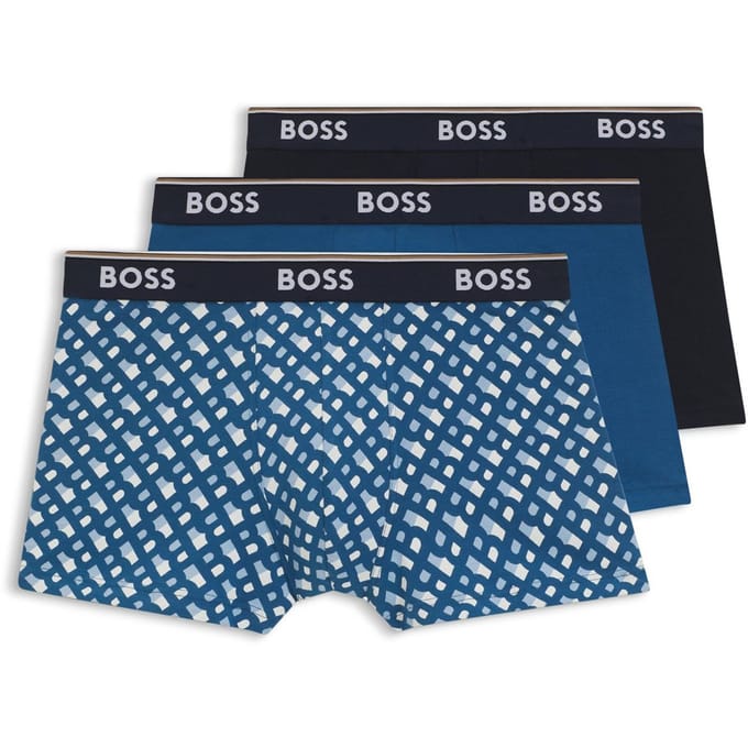 Men's Boss Pack Power Boxer Shorts in Open Blue