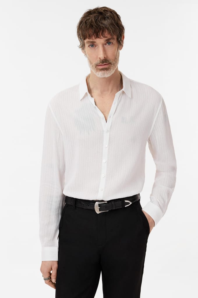 John Varvatos Bucks Shirt - Multi Button Slim Fit Shir Chalk Taglia: S | Camicie Business Outlet | Uomo