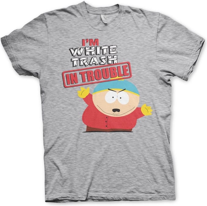 South Park I'm White Trash In Trouble T-shirt, heathergrijs