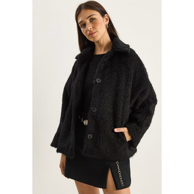 Oversized Pluche Jasje met Knopfsluiting