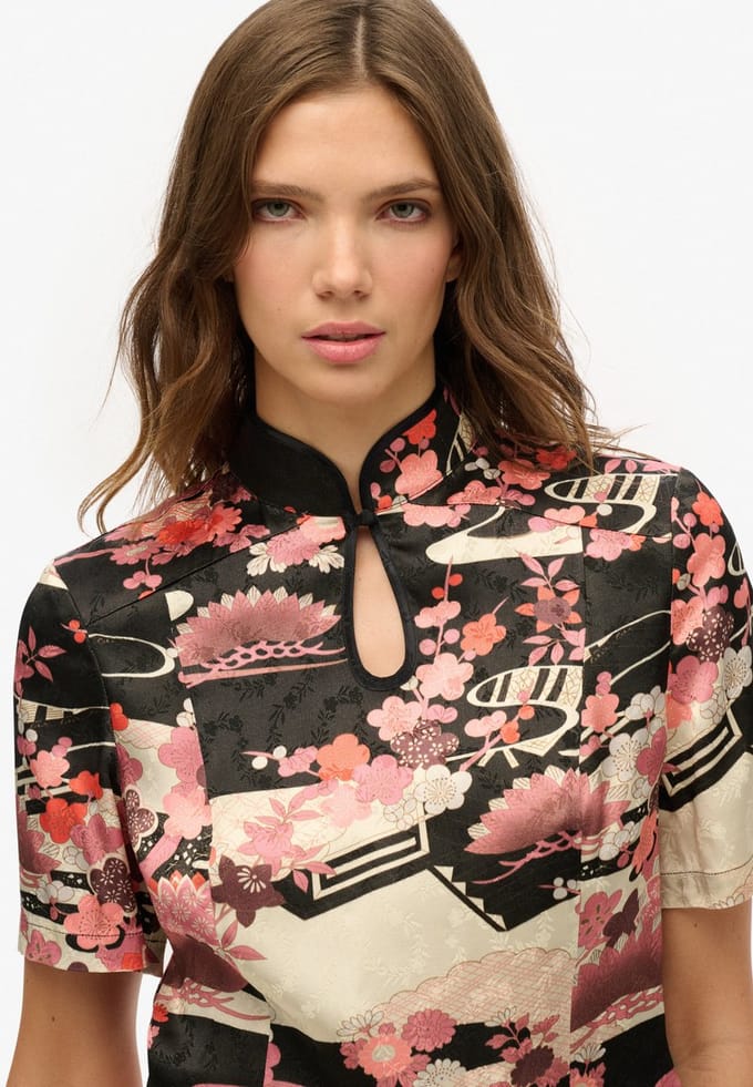 Superdry - Top van jacquard met mandarijnkraag - Dames - Tops