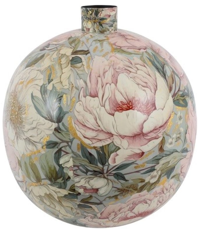Countryfield Vaas Peony metaal L43B43H49CM roze/wit