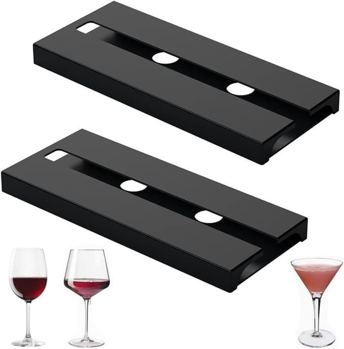 Omgekeerde wijnglashouders - Stemware Rack plastic - Thuis bar keuken restaurant - Set van 2 (zwart)