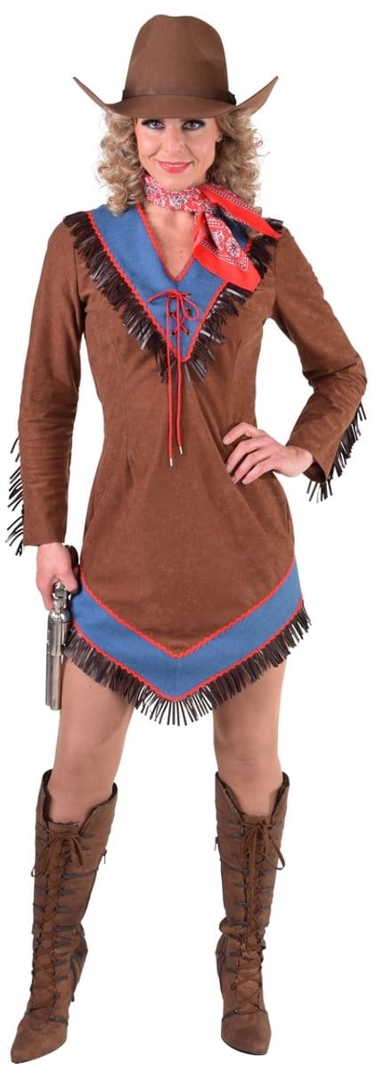 Magic Design Verkleedjurk Cowgirl Dames Polykatoen Bruin Mt. Xs