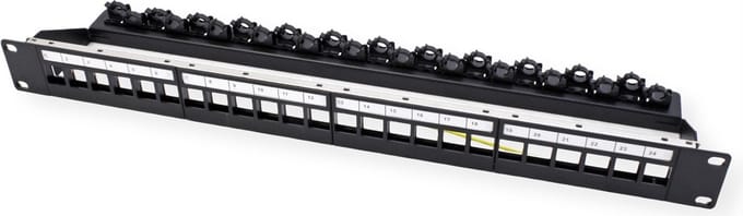 ROLINE 19" keystone module rack, leeg, 24P. afgeschermd , Clip bevestiging, zwart