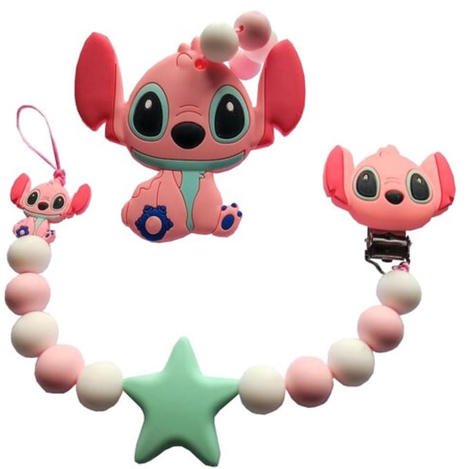Siliconen Tutkoord & bijtring set - Lilo & Stitch Roze