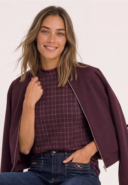 Turtleneck-top van mesh met print