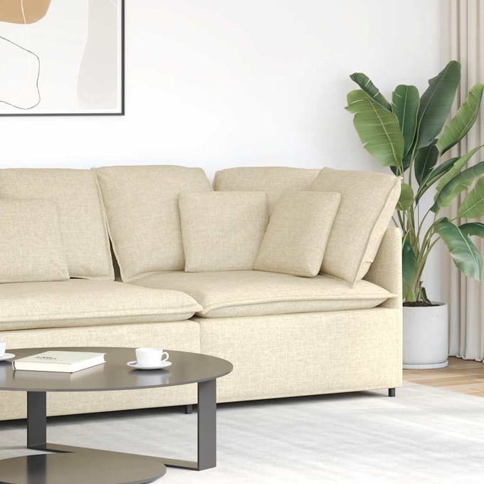 vidaXL Modulaire hoekmodule bank met kussens 100 cm crèmekleurig