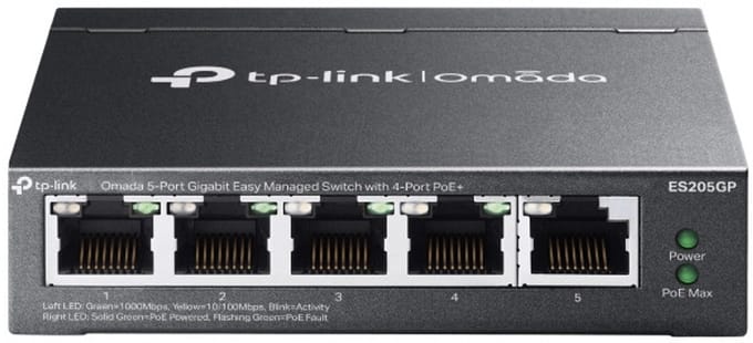 TP-Link Omada ES205G beheerde gigabit-ethernet-switch (10/100/1000) voeding via ethernet (PoE) zwart
