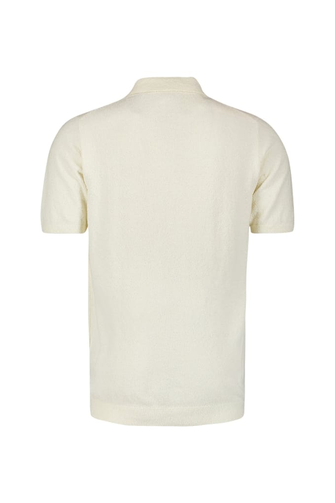 No Excess Pullover Short Sleeve Polo Solid Relief Knit Offwhite Größe: M | Poloshirts Outlet | Herren | Weiß