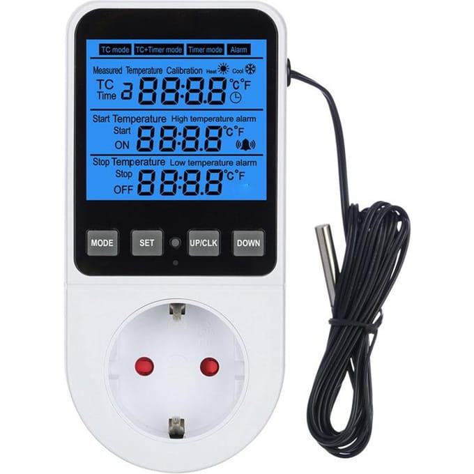 Digitale Temperatuurregelaar Socket Dag/Nacht Temperatuurregelaar Socket EU Stekker Thermostatische Schakelaar Temperatuurregelaar met Sensoren Sonde EU