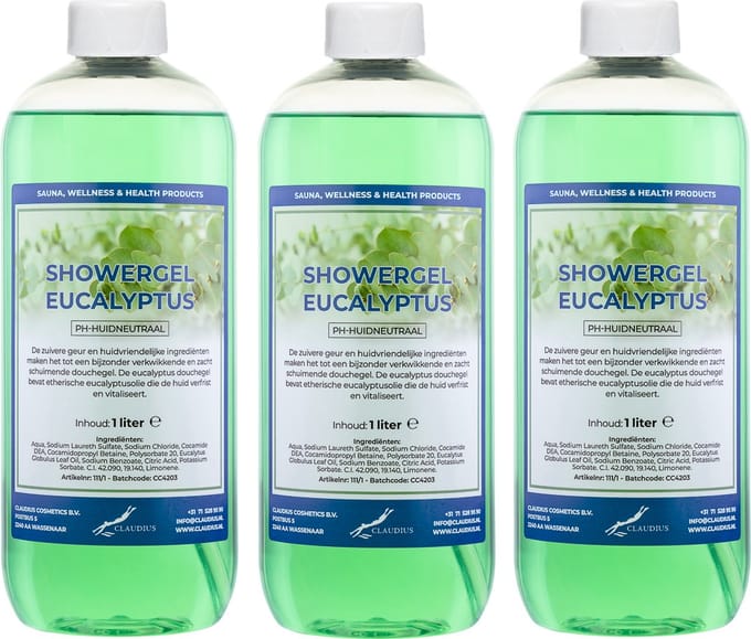 Claudius Douchegel Eucalyptus 1 liter - set van 3 stuks - Showergel