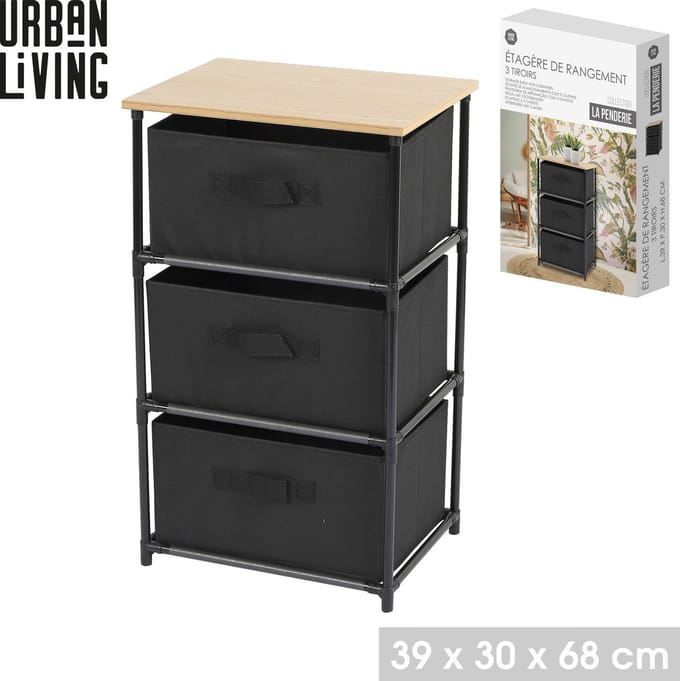 "LE KUBE" REK MET 3 LADES 39 × 30 × H68 CM