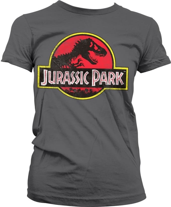 Jurassic Park Dames Tshirt -S- Distressed Logo Grijs