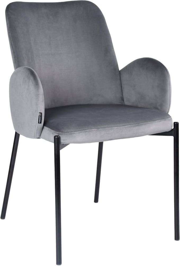 ExitoDesign GUSTO - Gestoffeerde Eetkamerstoel - Velvet - Grijs - Met Armleuningen