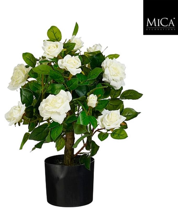 Mica Decorations Rozen in een pot - 60 x 40 cm - Wit