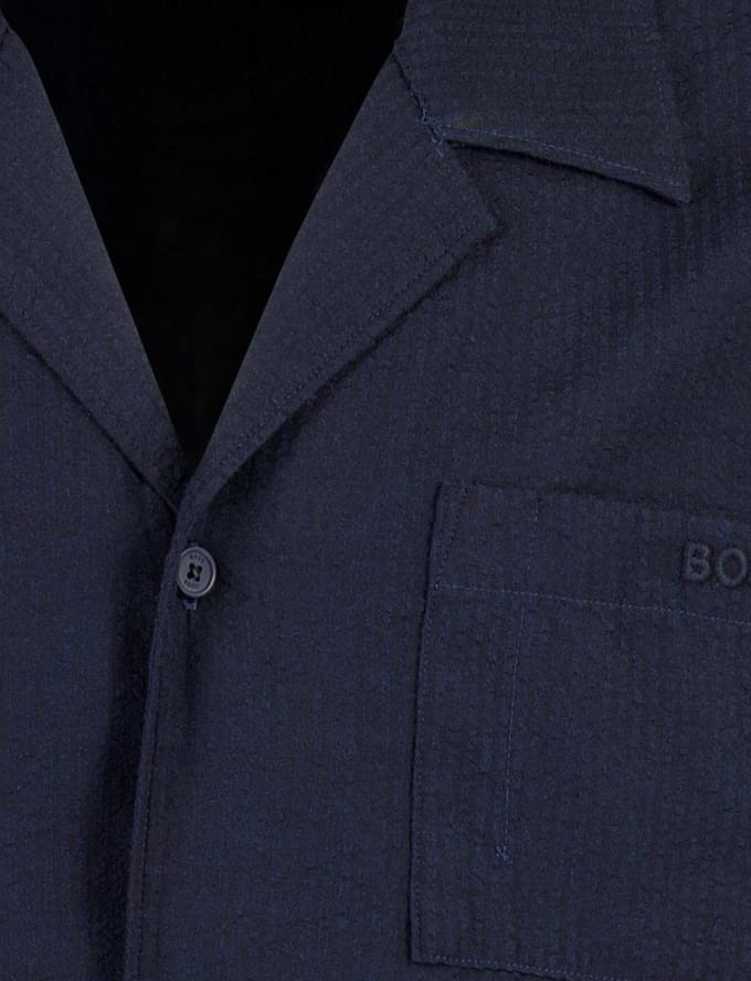 Hugo Boss BOSS Black overhemd donkerblauw structuur