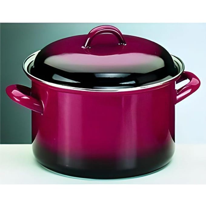 IBILI - Marmite droite avec couvercle Volcan, 20 cm, Acier émaillé, Compatible avec l’induction noir