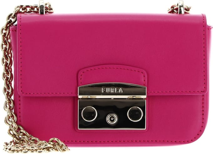 FURLA Leren Schoudertas Metropolis Mini Crossbody Pop Pink Roze
