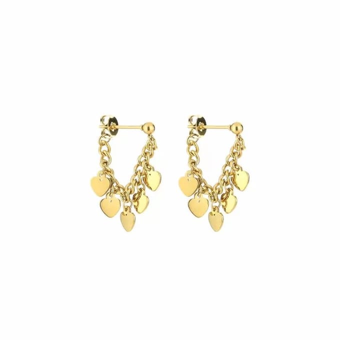 Bijoutheek Oorknoppen Chain Hartjes Gold