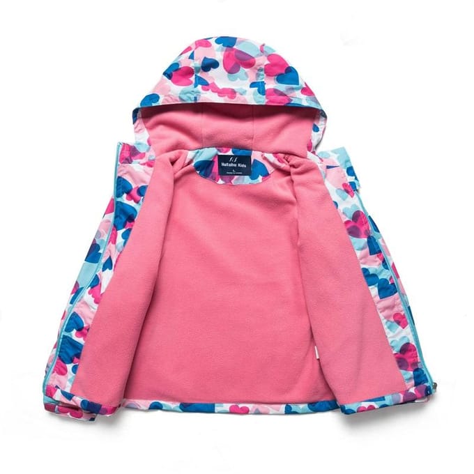 Veste coupe-vent coupe-vent pour enfants, imprimé Floral, manteau à capuche, fermeture éclair, vêtements d'extérieur, automne hiver S blue