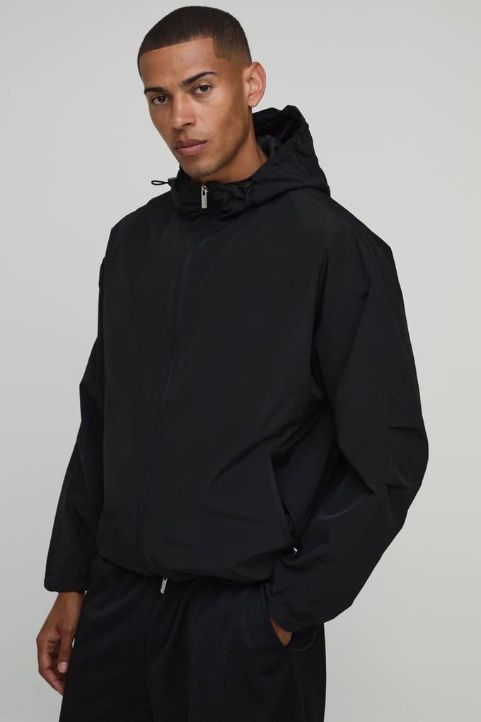 Oversized Boxy Cagoule Met Capuchon En Toggles | Black | Size XL