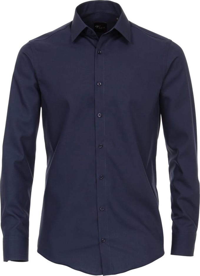 VENTI modern fit overhemd - marine blauw - Strijkvrij - Boordmaat: 39