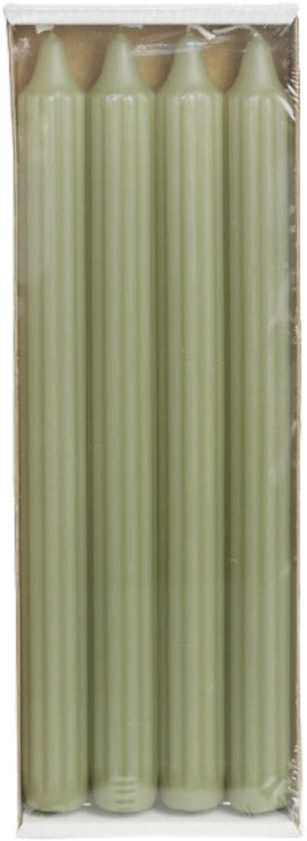 Rustik Lys grooved dinerkaarsen eucalyptus set van 4 -  paraffine - Ø 2,1 centimeter x 24 centimeter