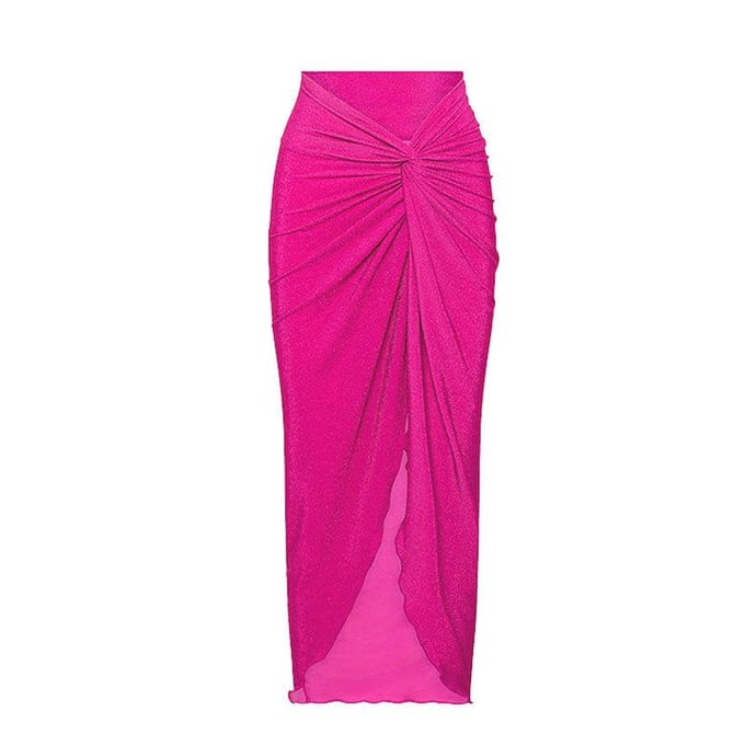 Bijgewerkt Sexy Slank Eendelig Badpak Dames Bandjes Mesh Rok Badpak Set L pink