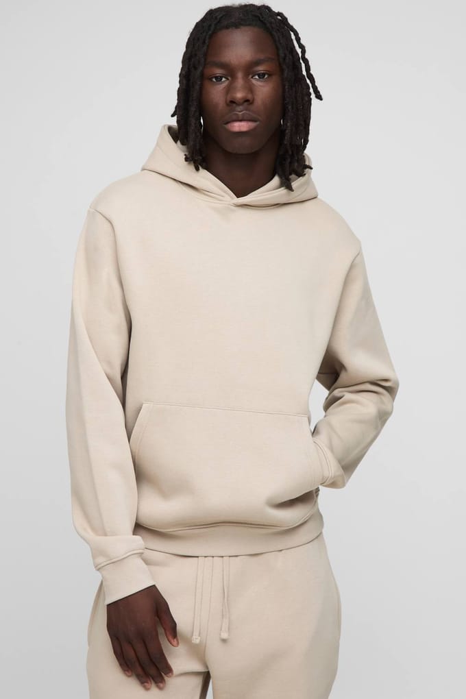 Essential Regular Fit Over the Head Hoodie | Stone | Size Medium