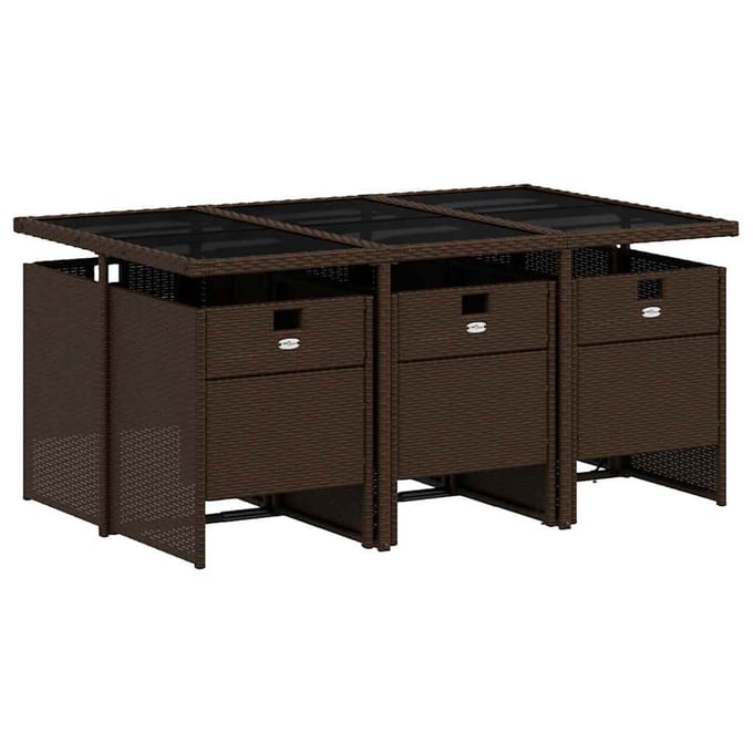 vidaXL - 7-delige - Tuinset - met - kussens - poly - rattan - bruin