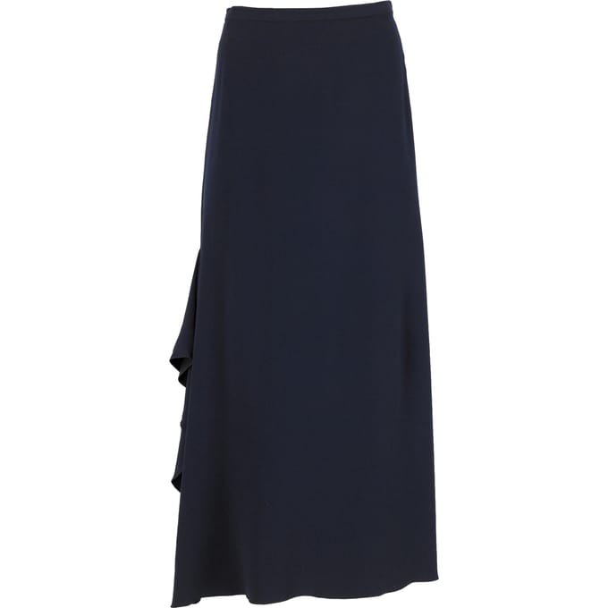 Max Mara maxi-rok met ruches in marineblauwe wol