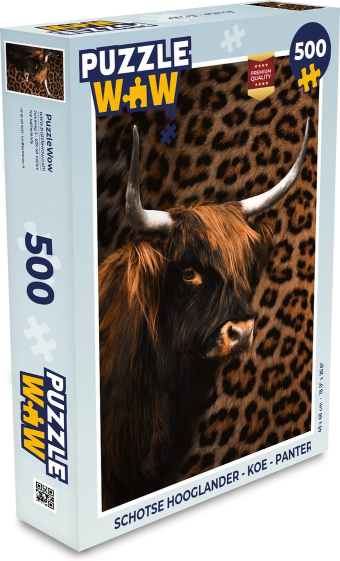 Puzzel Schotse Hooglander - Koe - Panter - Legpuzzel - Puzzel 500 stukjes
