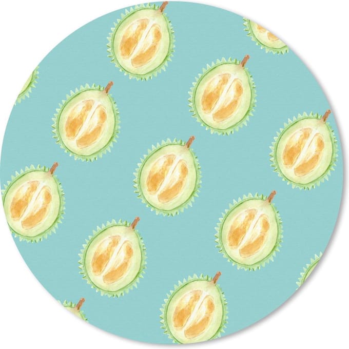 Muismat rond 20x20 cm - Mousepad Citrus - Fruit - Blauw - Ronde muismatten