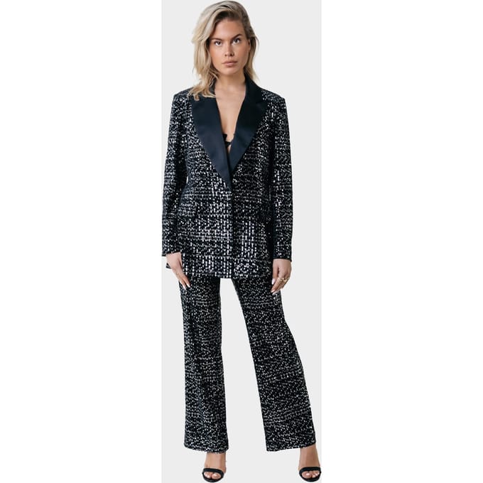 Colourful Rebel Phips Sequins Straight Pants Silver Grey Maat: XS | Straight Broeken Outlet | Dames | Zilver