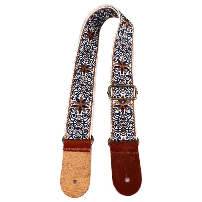 Geborduurde Ukulele Riem Etnische Stijl Verstelbare Lengte Nylon Leer Comfortabele Pasvorm Ukulele white
