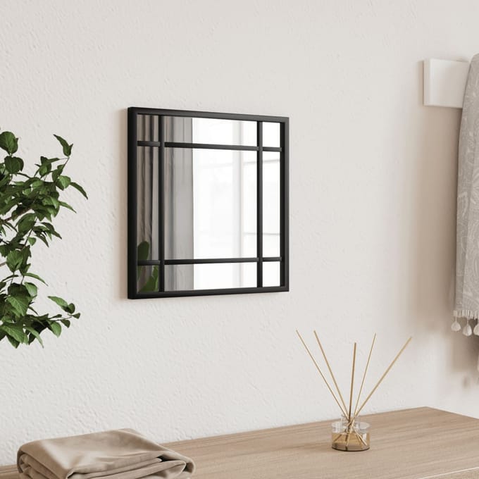 vidaXL - Wandspiegel - vierkant - 30x30 - cm - ijzer - zwart