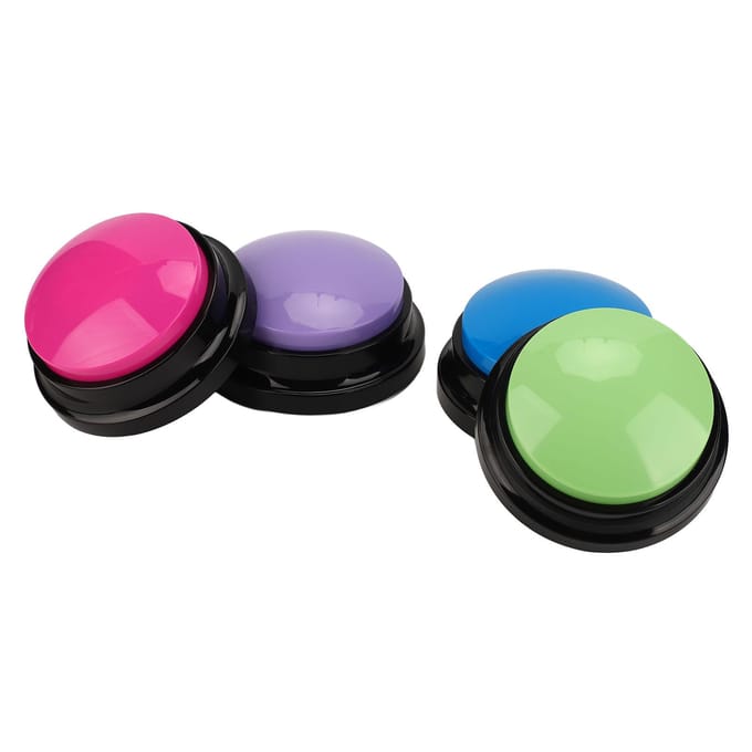 Lot de 4 boutons d'enregistrement et de conversation multifonctions 30 secondes pour chiens, chats et animaux de compagnie pink