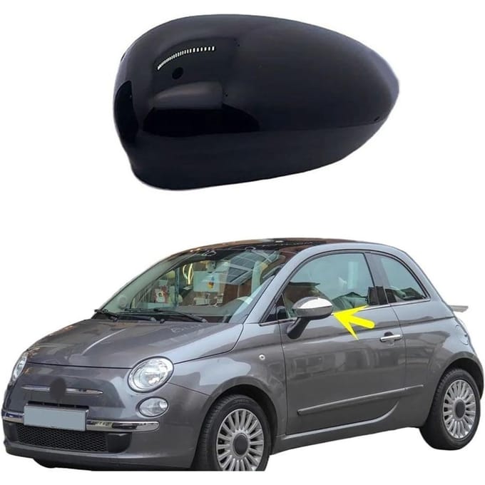 Cache de rétroviseur extérieur gauche pour Fiat 500 2007-2020 black