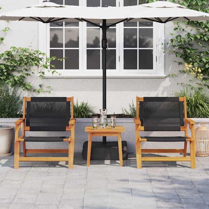 vidaXL - Tuin - Relaxstoel - 2 - st - Zwart - Massief - Acacia - Hout