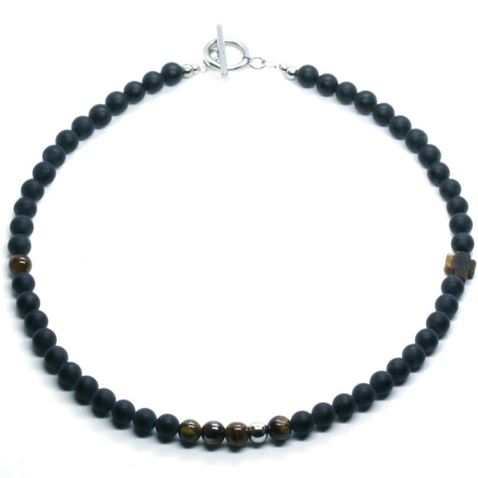 IbizaMen - heren - ketting - edelsteen - zwart - onyx - 6mm - 50cm