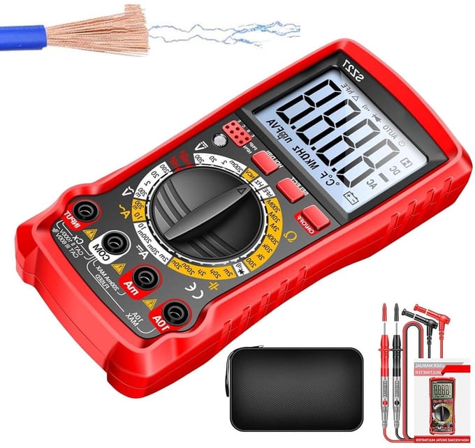 Spanningsmeter Multimeter - Accu Analysator - Elektrische Tests - Contactloze Detectie - 18.5 x 8.4 cm - Rood