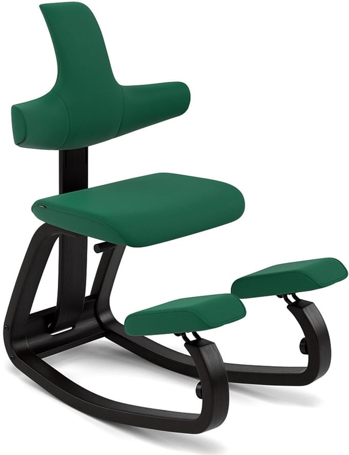 Varier Thatsit kniestoel met rugleuning Groen/Zwart | Tonal
