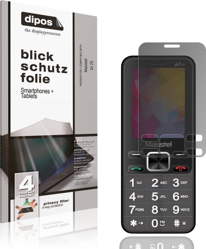 dipos – Matte Privacy Screenprotector geschikt voor Masstel Izi 25 | Anti-Spy Beschermfolie