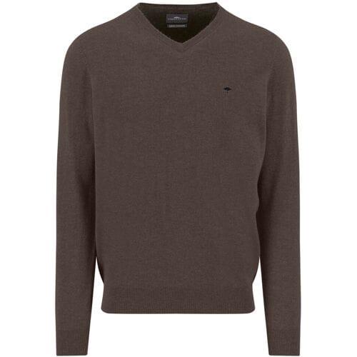 Fynch-Hatton Trui V-Neck Merino Cashmere Dark Chocolate / male