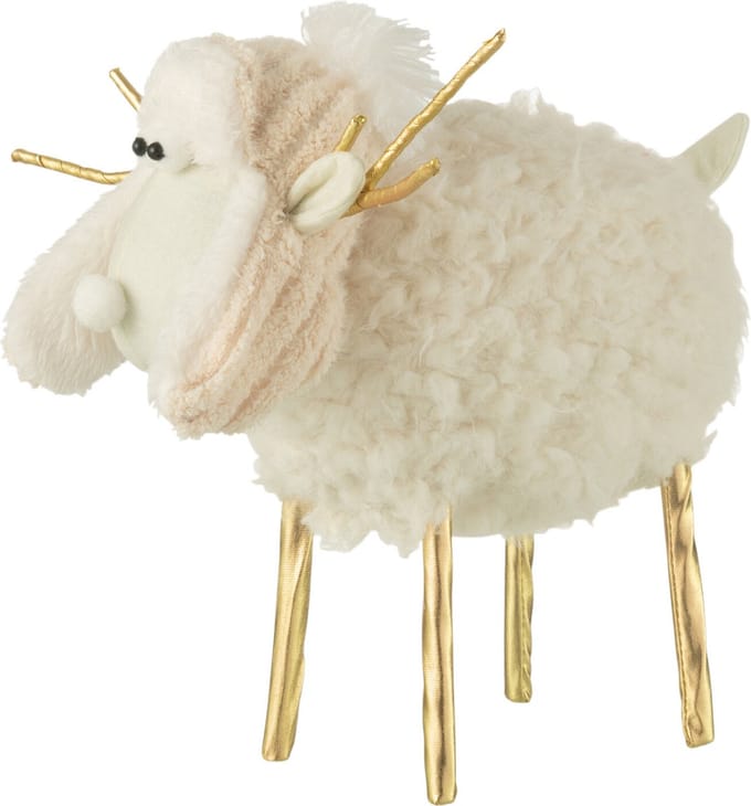 J-Line figuur Rendier Muts - textiel - creme/goud - medium