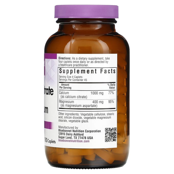Bluebonnet Nutrition, Calcium & Magnesium Citraat, 180 Tabletten