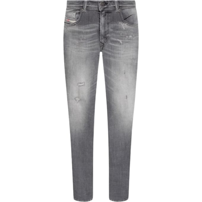 Diesel 1979 Sleenker rafelige grijze vervaagde denimjeans