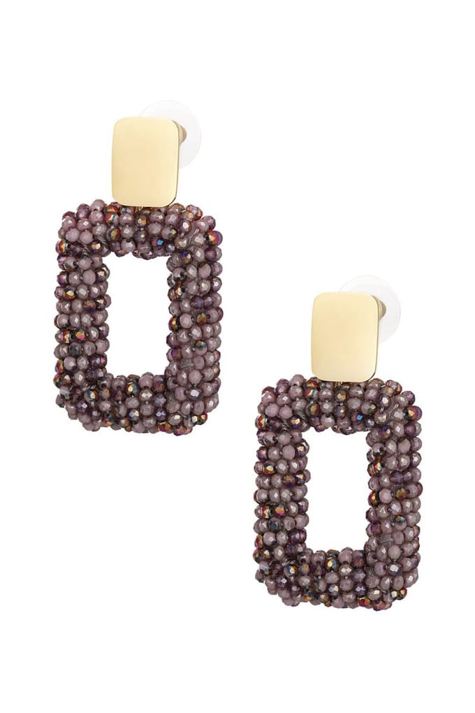 Oorbellen Crystal Rectangle - Crystal Beads - Feestdagen - Party - Paars