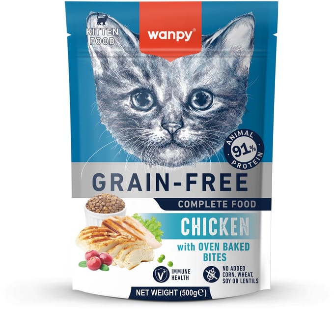 Wanpy - Kitten - Droogvoer - Kip - Gezond gewicht - 500 gram - Graanvrij